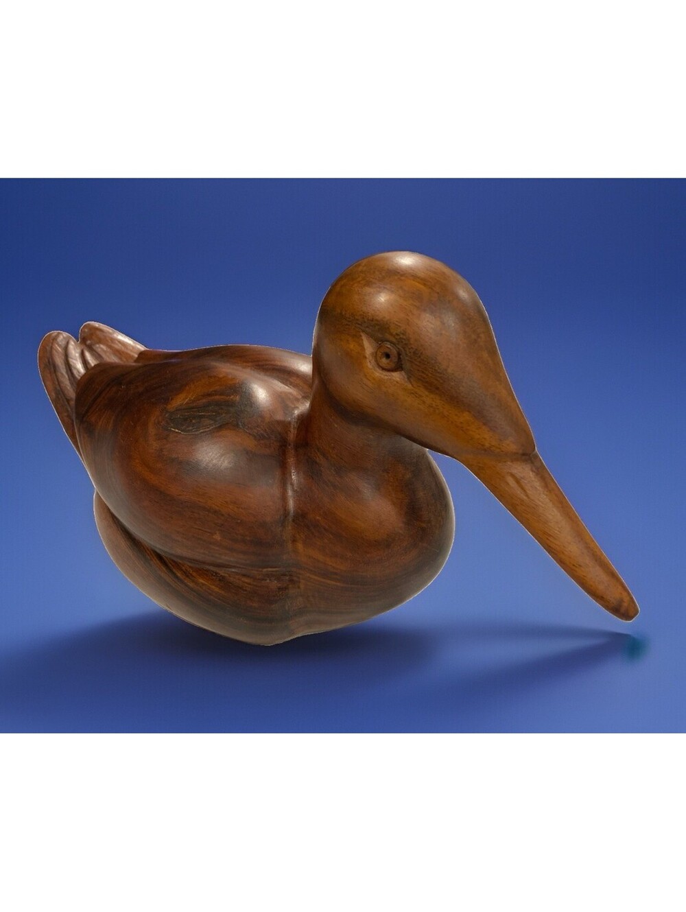 VTG Hand Carved Ironwood Duck Art Decoy 10x6x5 MCM Collector Folk Art Sculpture